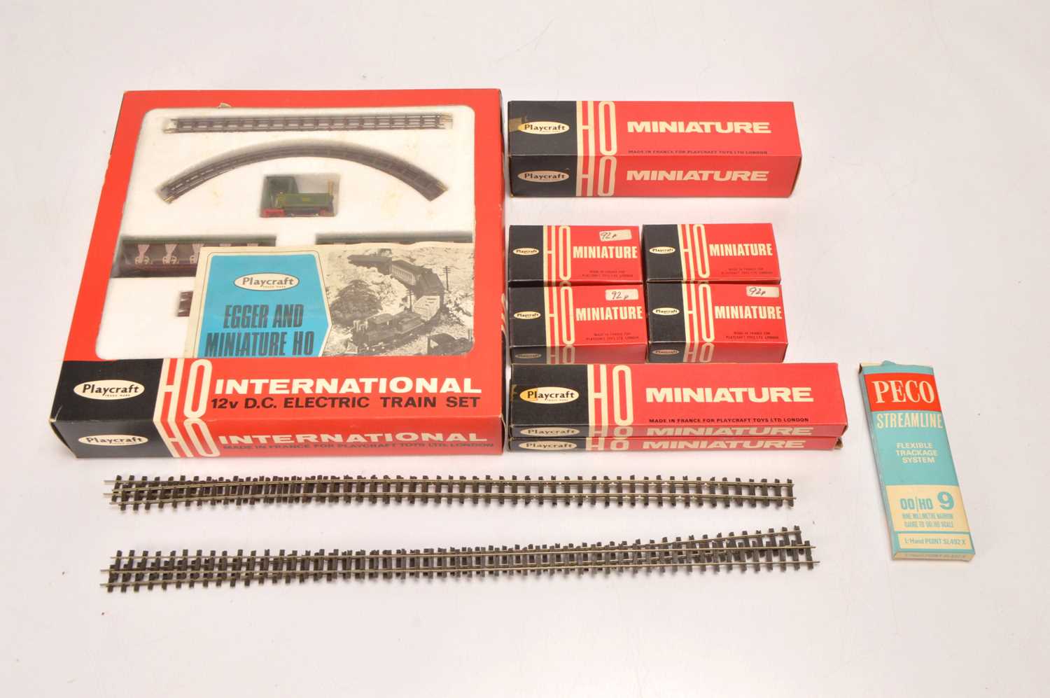 Lot 2 - Playcraft Egger-Bahn boxed P1610 Passenger Train Set and additional boxed Track and Points and Peco  18'' Flexi Track (10)