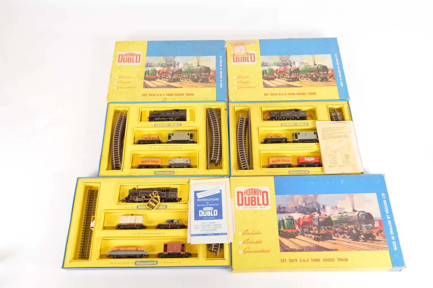 Lot 38 - Hornby-Dublo 00 Gauge boxed 2-Rail 2-6-4 and 0-6-2 Tank Goods Train Sets (3)