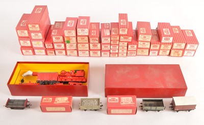 Lot 46 - Hornby-Dublo 00 Gauge mostly boxed 2-Rail Super Detail Goods Wagons and a Breakdown Crane (52 boxed wagons)
