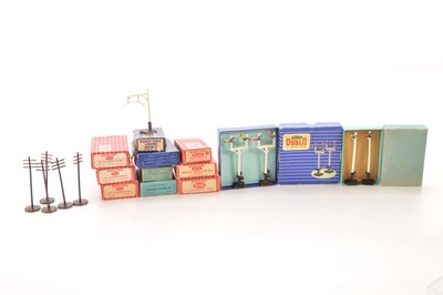 Lot 90 - Hornby-Dublo 00 Gauge 2 and 3-Rail boxed Lineside Accessories including Telegraph Poles Signals and other items (12 boxes and five loose poles)
