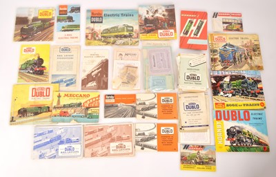 Lot 95 - Hornby-Dublo 00 Gauge 2 and 3-Rail Locomotive Instructions various G'Tee slips Catalogues and Layout Suggestion booklets plus Price Lists and other ephemra (80+)