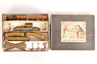 Lot 114 - Bing 00 Gauge Table Top boxed clockwork LMS Passenger Train Set
