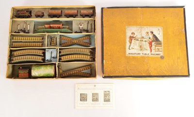 Lot 116 - Bing 00 Gauge Table Top boxed clockwork No 7 LMS Passenger Train Set with Accessories