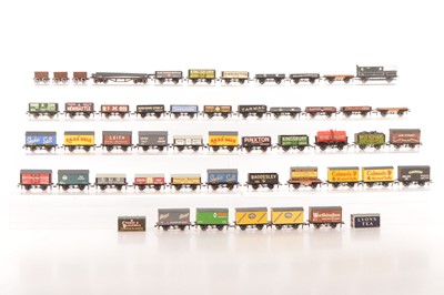 Lot 132 - Peco 00 Gauge kitbuilt Vans and Open wagons and K's or similar Chaldron wagons (49)