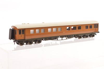 Lot 146 - A Lawrence Scale Models 00 Gauge  varnished 'Teak' 12-wheel bogie 1st Class Dining  Saloon coach