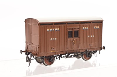Lot 161 - A Lawrence Scale Models 00 Gauge   GNR brown 4-wheel Motor Car Van No 3164