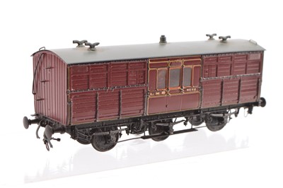 Lot 195 - A Lawrence Scale Models 00 Gauge LMS (ex Caledonian) crimson lake 6-wheel Horse box No 6846