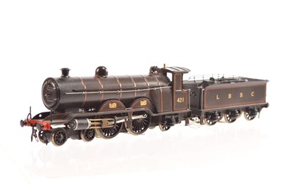 Lot 205 - Scratchbuilt 00 Gauge LBSC dark umber Atlantic Class 4-4-2 No 421 Steam Locomotive and Tender