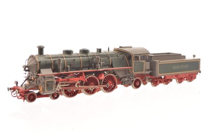 Lot 244 - Fulgurex German HO Gauge S 2/5 K Bay Sts B dark green and red 4-6-2 Steam Locomotive and bogie Tender