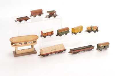 Lot 251 - Marklin mostly Pre-war HO Gauge 800 Series Goods Rolling Stock and metal Signal Box (11)