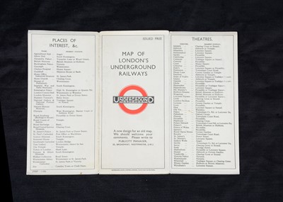 Lot 310 - 1933 H C Beck First Edition Pocket London Underground Map