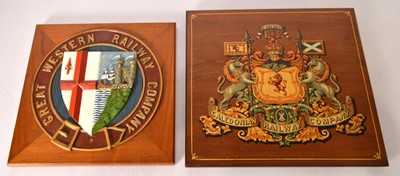 Lot 312 - Caledonian Railway Emblem Panel and Reproduction Cast Metal GWR Coat of Arms (2)