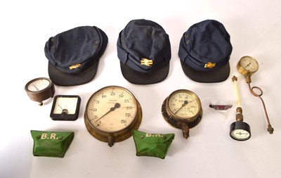 Lot 317 - Pressure Gauges BR Caps and Other Items (12)