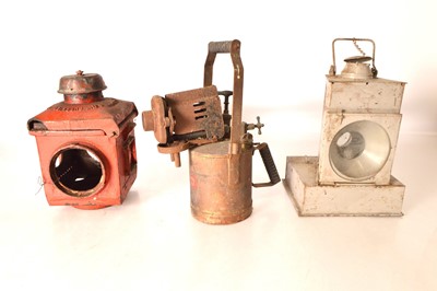 Lot 330 - Two Railway Lamps and A Large Blow Lamp (3)