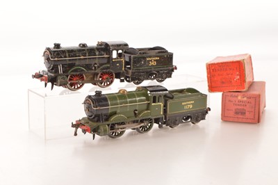Lot 448 - Hornby 0 Gauge pair of SR clockwork 0-4-0 No.1 Special Loco & Tenders (2)