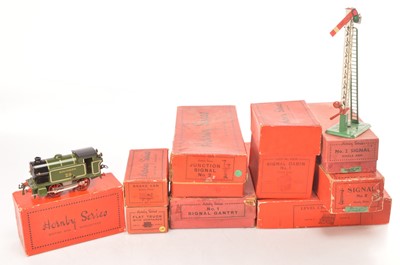 Lot 468 - Hornby 0 Gauge Locomotive, rolling stock and accessories (9)