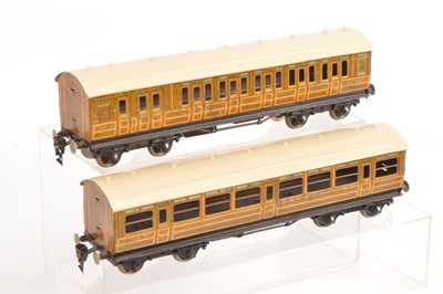 Lot 470 - Bassett Lowke 0 Gauge LNER teak suburban coaches (2)