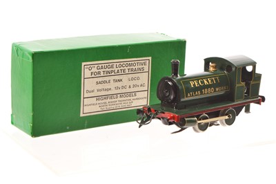 Lot 646 - Highfield models 0 Gauge 0-4-0 lined green Peckett Tank Loco