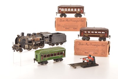 Lot 650 - Saki (Japan) 0 Gauge 2-6-0 Loco & Tender and bogie Passenger cars (5)