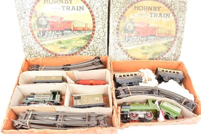 Lot 67 - Early Hornby 0 Gauge Passenger and Goods Train Sets