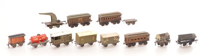Lot 663 - Bassett lowke/Bing /Ives 0 Gauge mixed group of Rolling stock (12)