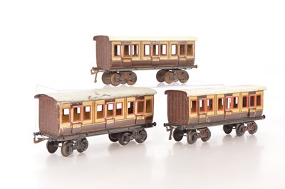 Lot 723 - Bing Gauge 1 trio of LNWR Bogie 30cm Passenger coaches (3)