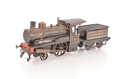 Lot 727 - Carette Gauge 1 2-2-0 Loco & Tender LNWR lined black Storkleg
