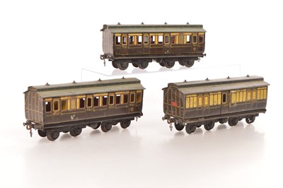 Lot 744 - Carette Gauge 1 Short GWR Bogie coaches (3)