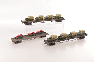 Lot 791 - Scratch built Gauge 1 Long wheel base flat truck with loads (3)