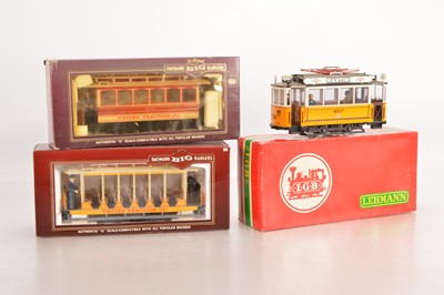 Lot 808 - LGB / Bachmann Big Haulers G Gauge group of Continental and American Trams (3)