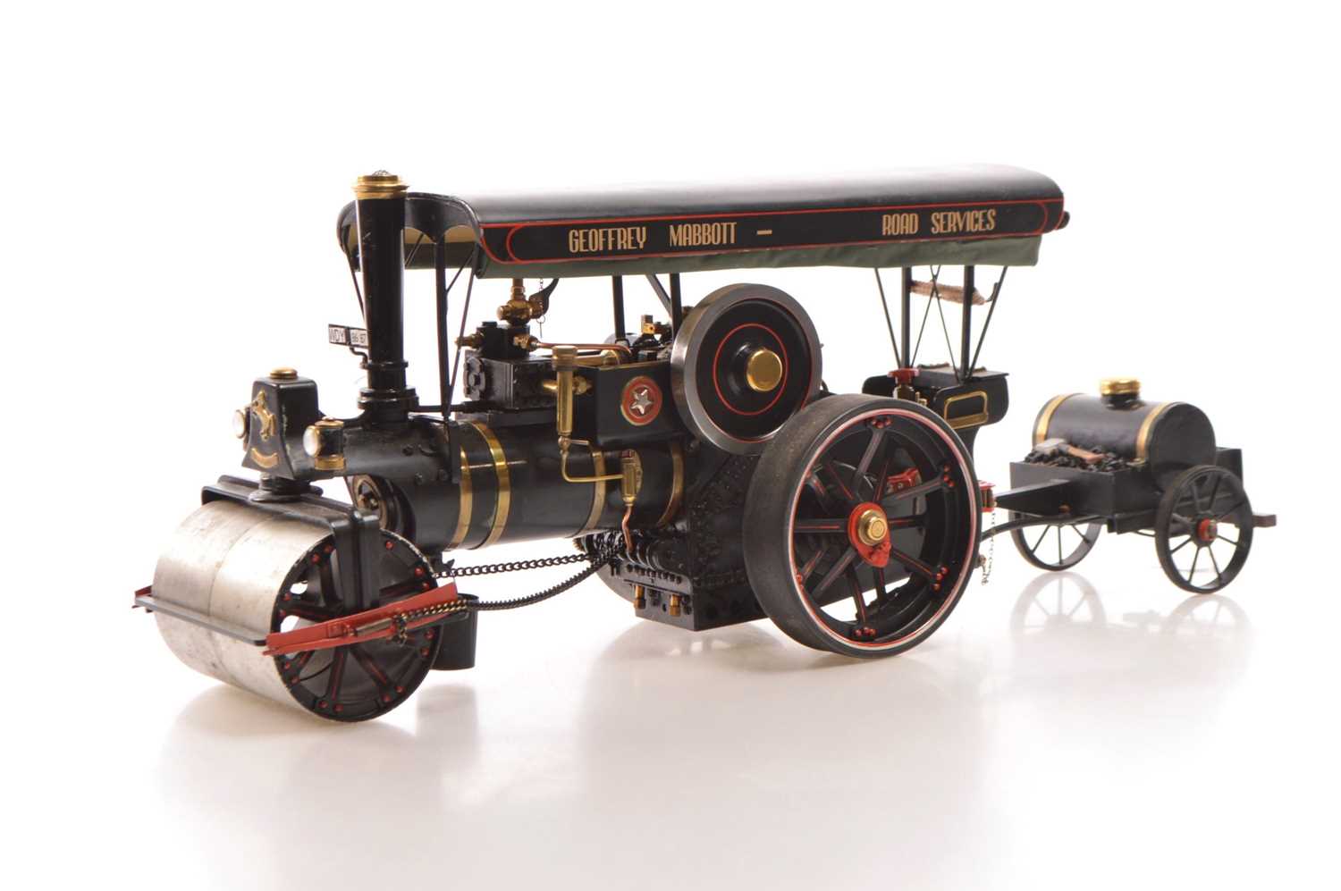 Lot 826 - Markie or similar 3/4" Scale Avelling & Porter Steam roller & water bowser cart (2)