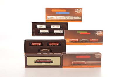 Lot 20 - Marklin Mini-Club Z Gauge German Diesel Locomotive and Freight Packs (3)