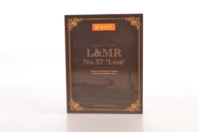 Lot 182 - Hornby (China) 00 Gauge boxed R30232 Liverpool & Manchester Railway No 57 Lion and 4-wheel Passenger Rolling Stock Centenary Celebration Pack