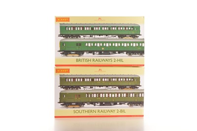 Lot 197 - Hornby (China) 00 Gauge boxed SR 2-BIL and BR 2-HIL Train Packs (2 packs)