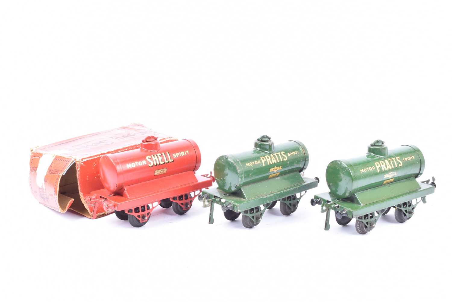 Lot 111 - Hornby 0 Gauge early open axle Petroleum Tank wagons