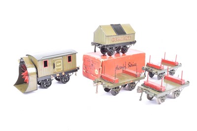Lot 112 - Hornby 0 Gauge early open axle Goods wagons various liveries