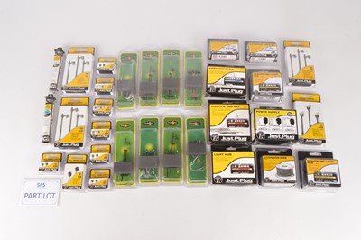 Lot 410 - Woodland Scenics Just Plug Lighting System  Street and Wall Lamps and Power Supply Lightening Hubs and Cables packs and Train Save (exclusive to Gaugemaster) Street and Yard Lamps packs (44)