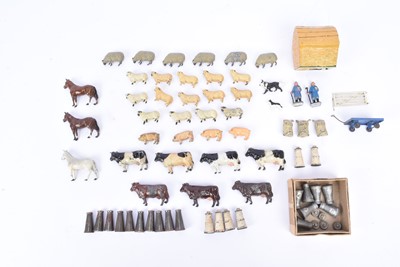 Lot 135 - Hornby and other makers  0 Gauge lead Farm animals and other accessories (66)