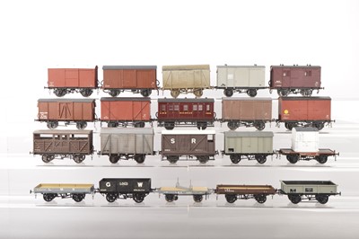 Lot 588 - Slaters and other commercial manufacturers 0 Gauge Finescale Kit built Group of Goods wagons (20)
