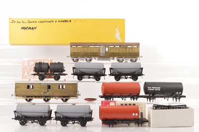 Lot 598 - Meteor Models RJH 0 Gauge Finescale Kit part built group of  Tankers  and other rolling stock (9)