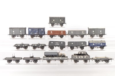 Lot 638 - Aitch Moldings and other commercial manufacturers 0 Gauge Finescale mixed group of LNWR and NE Kitbuilt metal and plastic bodied Goods Wagons (14)