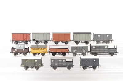 Lot 645 - Parkside Dundass and other Commercial manufacturers 0 Gauge Finescale mixed group of Kitbuilt Goods Wagons (13)