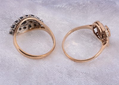 Lot 1 - Two 9ct gold sapphire and diamond dress rings