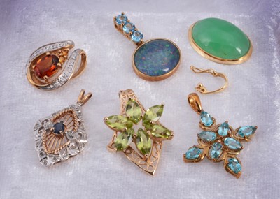 Lot 6 - A collection of gem set 9ct gold pendants