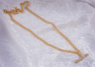 Lot 22 - A 9ct gold diamond set watch chain style necklace