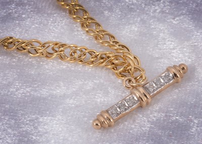 Lot 22 - A 9ct gold diamond set watch chain style necklace