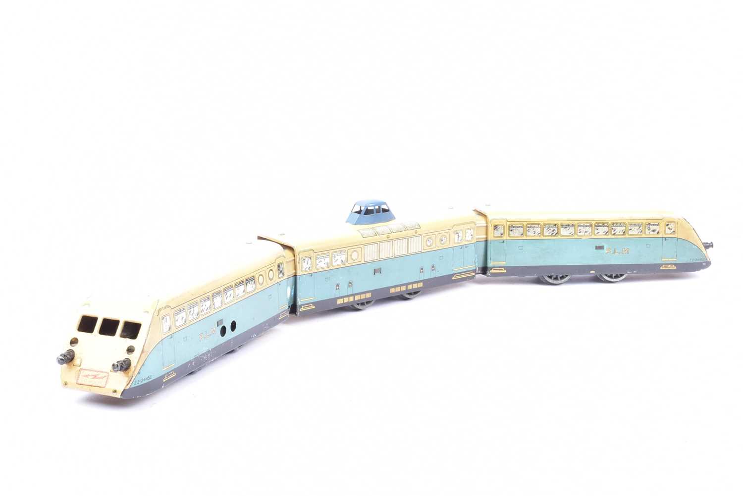 Lot 160 - French Hornby 0 Gauge Electric PLM blue and cream 'Triplet' Autorail unit