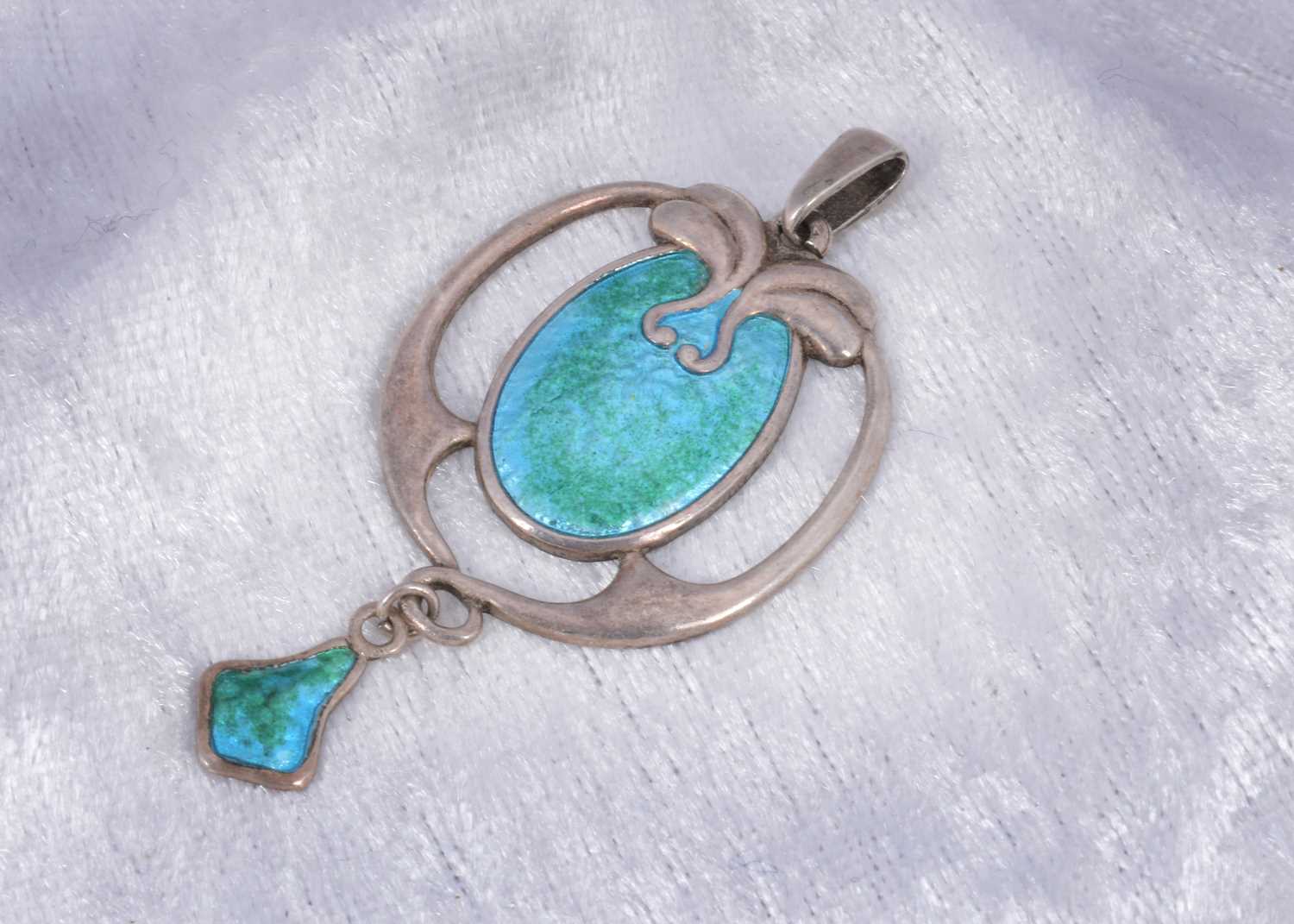 Lot 40 - A Charles Horner silver and enamel art nouveau pendant