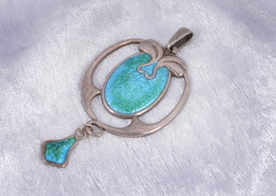 Lot 40 - A Charles Horner silver and enamel art nouveau pendant
