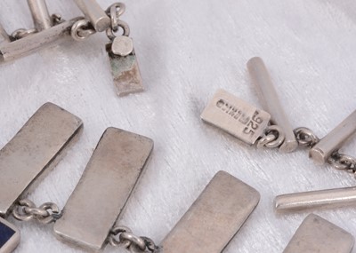 Lot 45 - A Mexican lapis lazuli silver fringe necklace